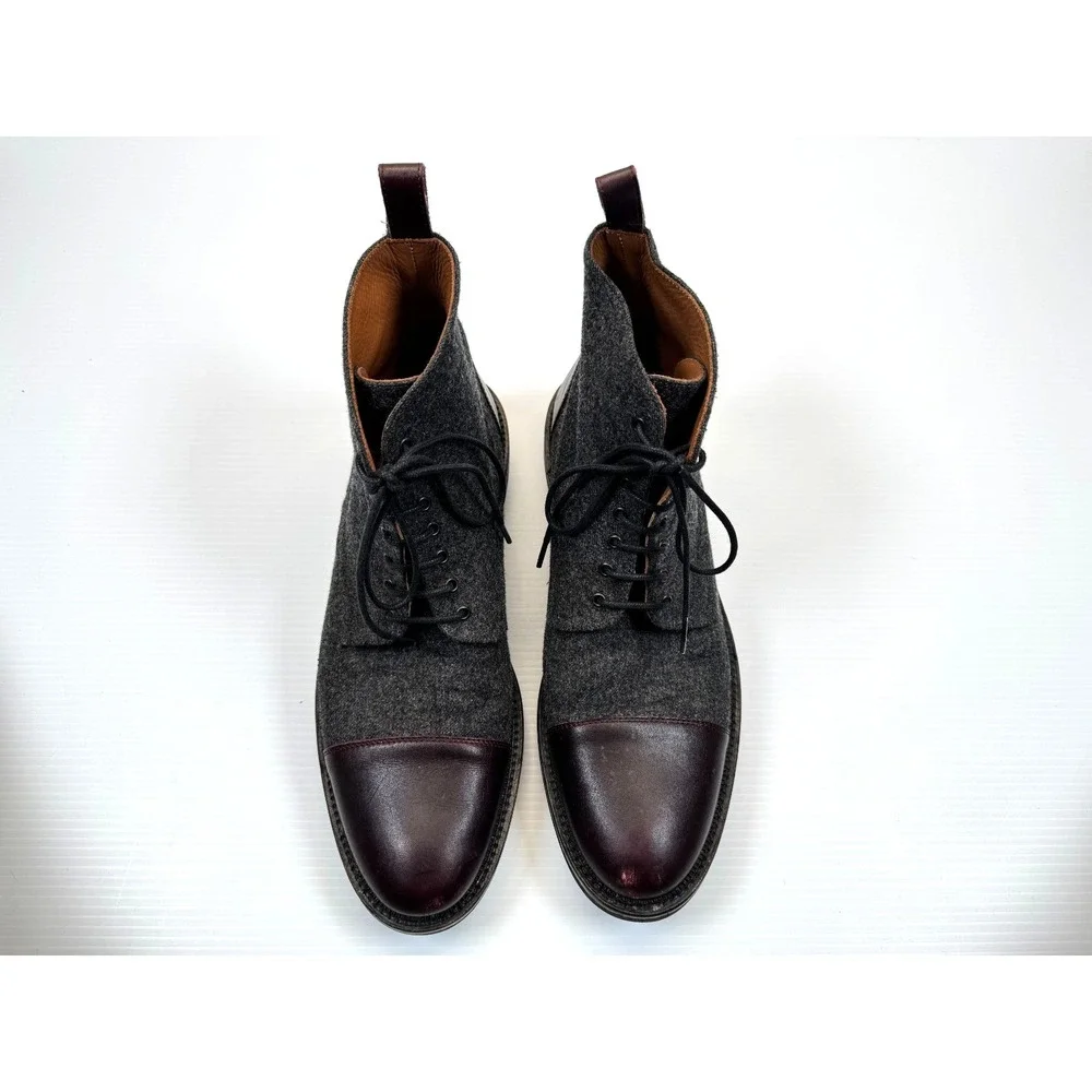 Taft Jack Boots Mens 43 US 10 EUC $349 Cap Toe Wool Leather Lace-up Comfort Gray